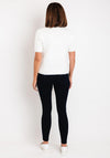Serafina Collection One Size Knitted Flower Applique Sweater, White