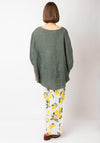 Serafina Collection One Size Floral Linen Blouse, Green