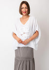 Serafina Collection One Size Floral Linen Blouse, White