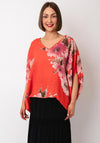 Serafina Collection One Size Floral Linen Top, Orange