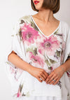 Serafina Collection One Size Floral Linen Top, White