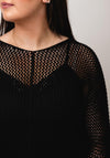 Serafina Collection One Size Crochet Sweater, Black