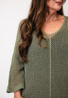 Serafina Collection One Size Crochet Sweater, Khaki Green
