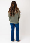 Serafina Collection One Size Crochet Sweater, Khaki Green