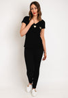 Serafina Collection V-Neck Heart Motif T-Shirt, Black