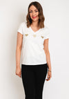 Serafina Collection V-Neck Heart Motif T-Shirt, White