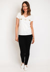Serafina Collection V-Neck Heart Motif T-Shirt, White