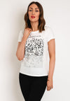 Serafina Collection Rhinestone Leopard Print Top, White