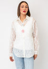Serafina Floral Detail Mesh Shirt, Cream