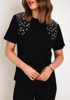 Serafina Collection Embellished Detail T-Shirt, Black