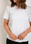 Serafina Collection Embellished Detail T-Shirt, White