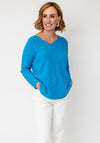 Serafina Collection V-Neck Knitted Jumper, Blue