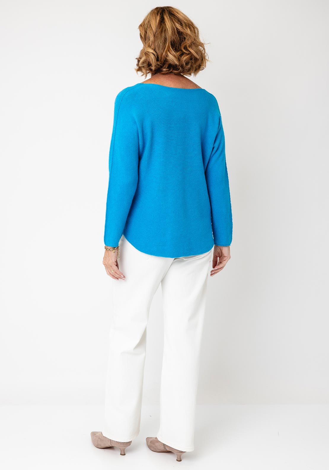 Serafina Collection V-Neck Knitted Jumper, Blue