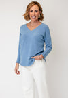 Serafina Collection V-Neck Knitted Jumper, Blue