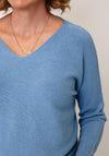 Serafina Collection V-Neck Knitted Jumper, Blue