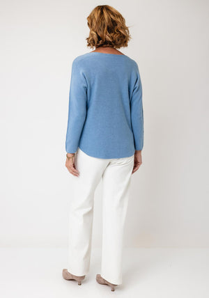 Serafina Collection V-Neck Knitted Jumper, Blue