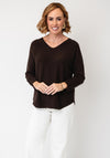 Serafina Collection V-Neck Knitted Jumper, Brown
