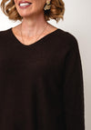 Serafina Collection V-Neck Knitted Jumper, Brown