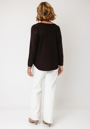Serafina Collection V-Neck Knitted Jumper, Brown
