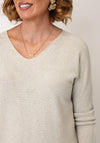 Serafina Collection V-Neck Knitted Jumper, Stone