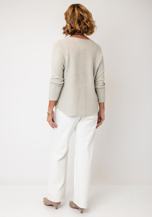 Serafina Collection V-Neck Knitted Jumper, Stone