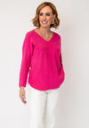 Serafina Collection V-Neck Knitted Jumper, Fuchsia Pink