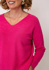 Serafina Collection V-Neck Knitted Jumper, Fuchsia Pink