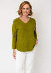 Serafina Collection V-Neck Knitted Jumper, Green