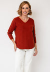 Serafina Collection V-Neck Knitted Jumper, Orange