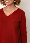 Serafina Collection V-Neck Knitted Jumper, Orange