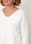 Serafina Collection V-Neck Knitted Jumper, White