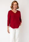 Serafina Collection V-Neck Knitted Jumper, Wine