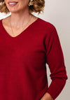 Serafina Collection V-Neck Knitted Jumper, Wine