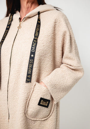Serafina Collection One Size Borg Hooded Jacket, Beige