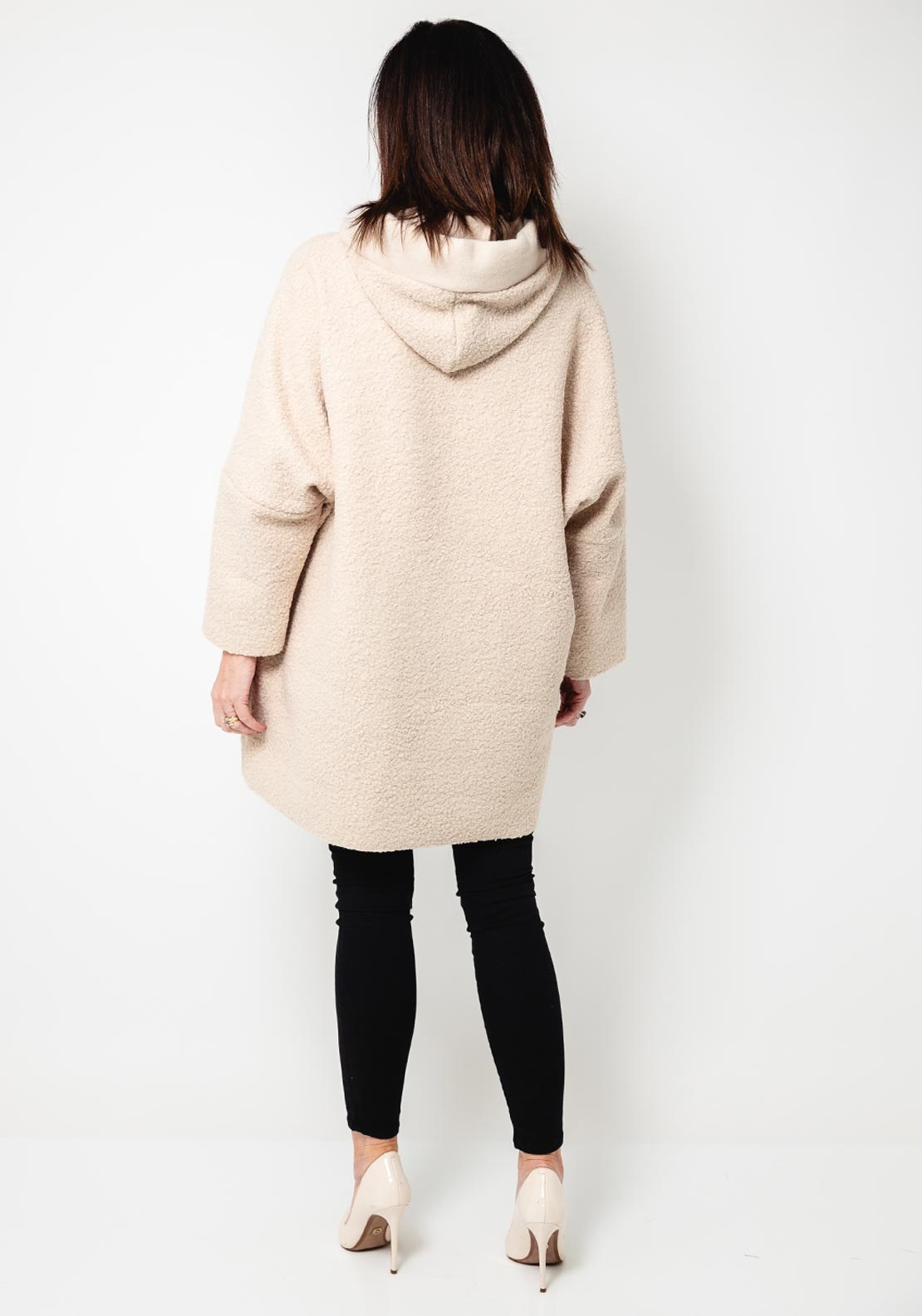 Serafina Collection One Size Borg Hooded Jacket, Beige