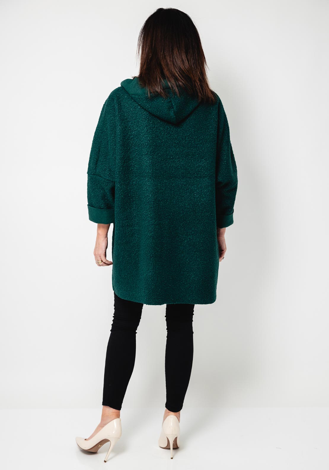 Serafina Collection One Size Borg Hooded Jacket, Green