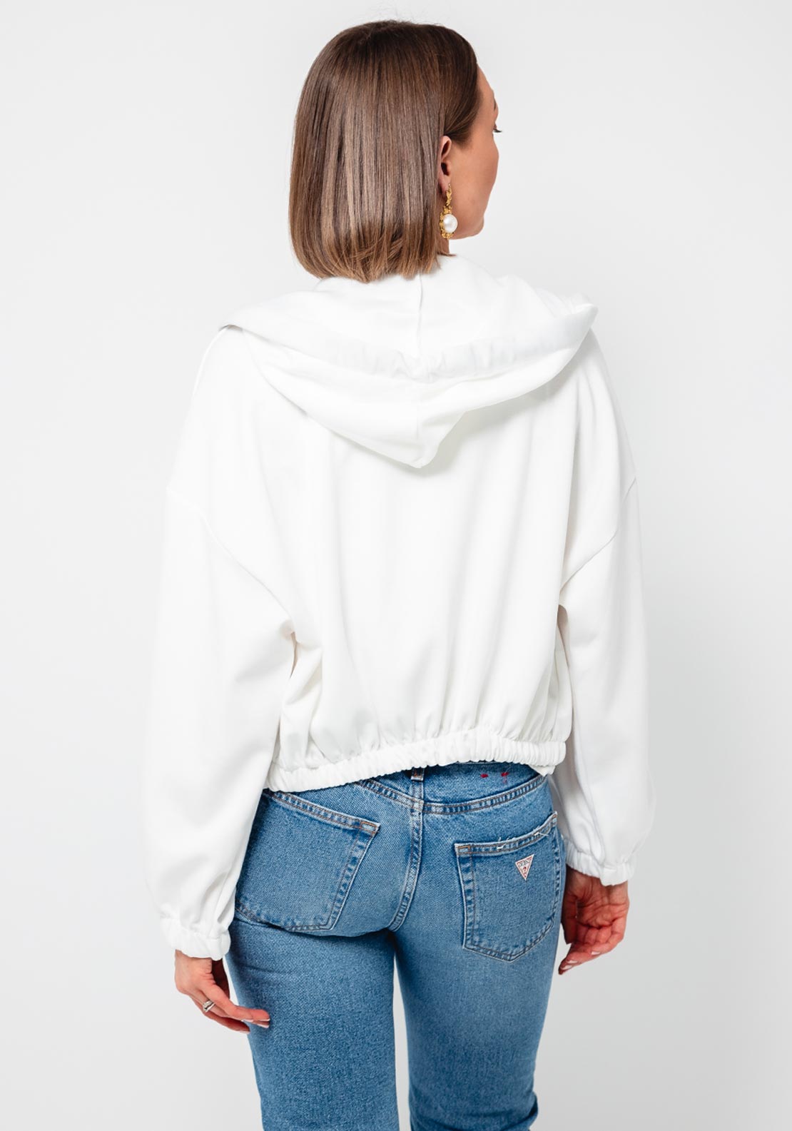 Serafina Collection One Size Drawstring Hoodie, White