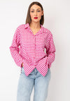 Serafina Checked Button Down Shirt, Fuchsia
