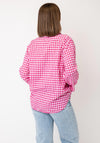 Serafina Checked Button Down Shirt, Fuchsia