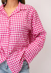 Serafina Checked Button Down Shirt, Fuchsia