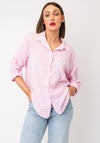 Serafina Checked Button Down Shirt, Pink