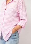Serafina Checked Button Down Shirt, Pink