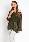 The Serafina Collection One Size Crochet Pullover, Khaki