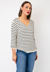 Serafina Striped V-Neck Top, Beige