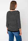 Serafina Striped V-Neck Top, Black