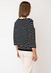 Serafina Basic Striped V-Neck Top, Navy