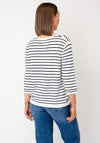 Serafina Basic Striped V-Neck Top, White Multi