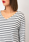 Serafina Basic Striped V-Neck Top, White Multi