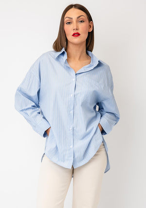 Serafina Collection Striped Shirt, Powder Blue
