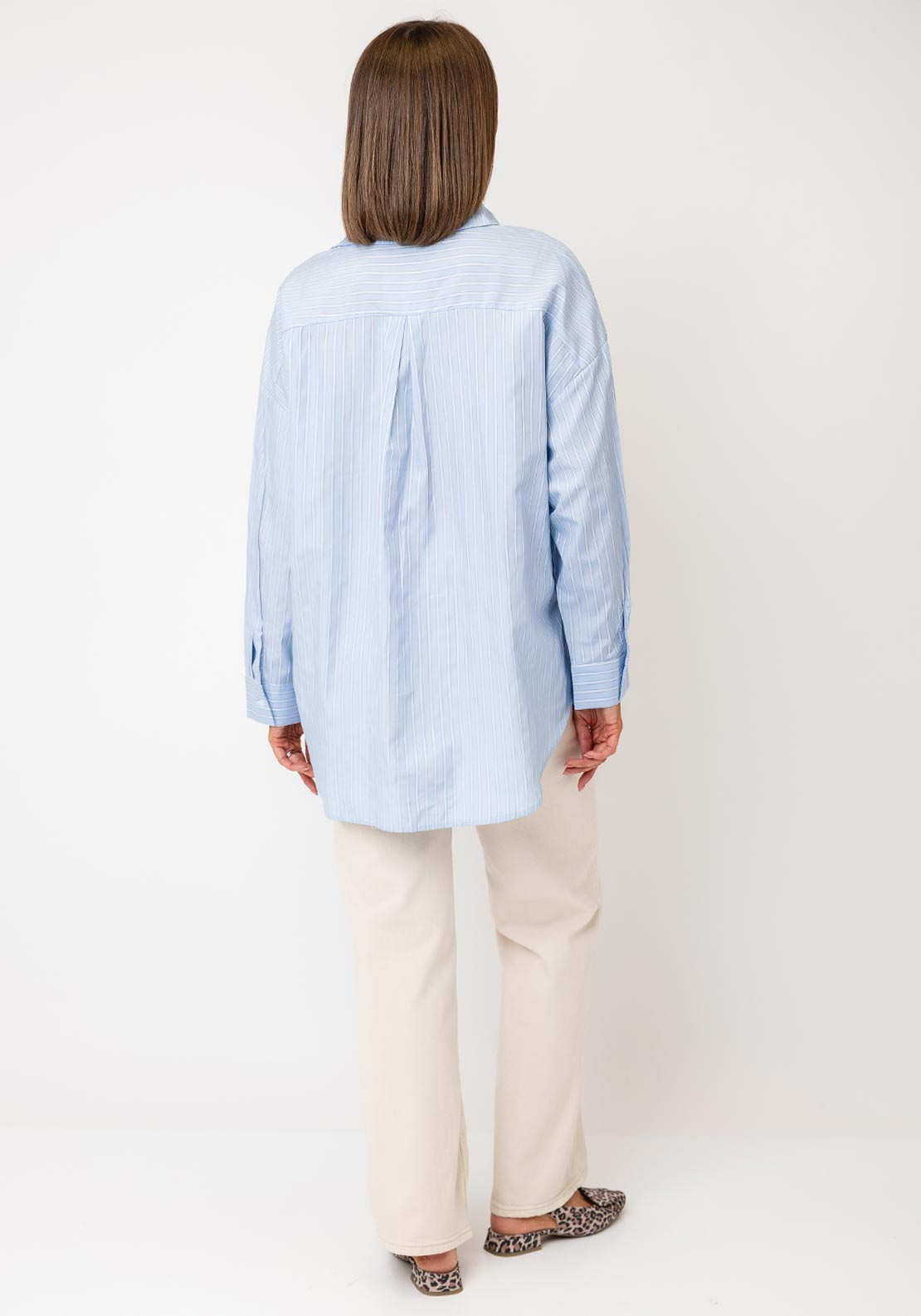 Serafina Collection Striped Shirt, Powder Blue